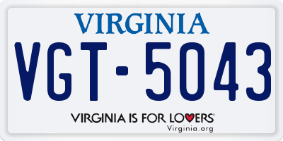 VA license plate VGT5043