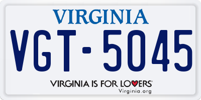 VA license plate VGT5045