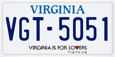 VA license plate VGT5051