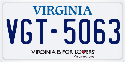 VA license plate VGT5063