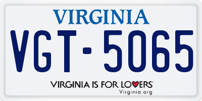 VA license plate VGT5065