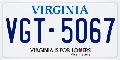 VA license plate VGT5067
