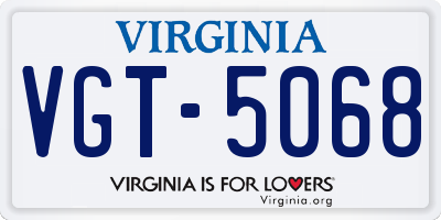VA license plate VGT5068