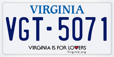 VA license plate VGT5071
