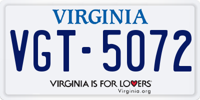 VA license plate VGT5072