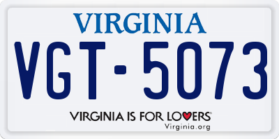 VA license plate VGT5073