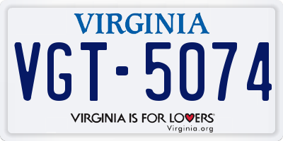 VA license plate VGT5074