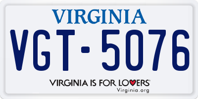 VA license plate VGT5076