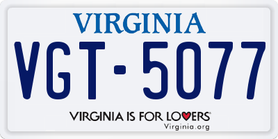 VA license plate VGT5077