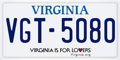 VA license plate VGT5080