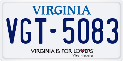 VA license plate VGT5083