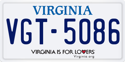 VA license plate VGT5086