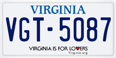 VA license plate VGT5087