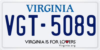 VA license plate VGT5089