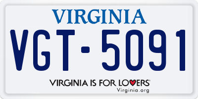 VA license plate VGT5091