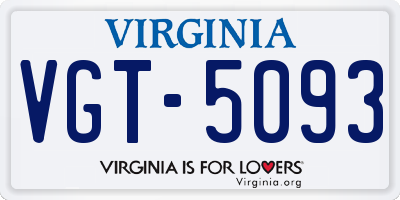 VA license plate VGT5093