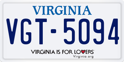 VA license plate VGT5094