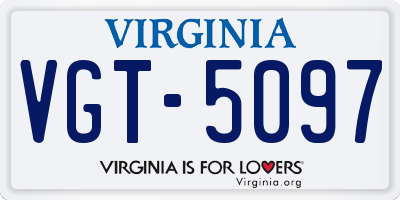 VA license plate VGT5097