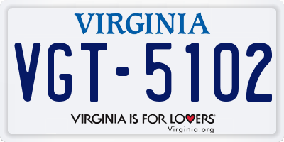 VA license plate VGT5102