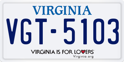VA license plate VGT5103