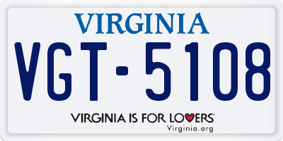 VA license plate VGT5108