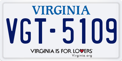 VA license plate VGT5109