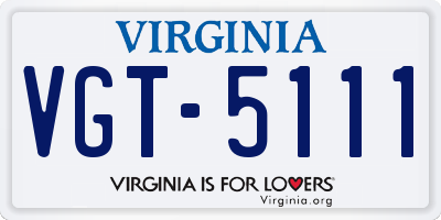VA license plate VGT5111
