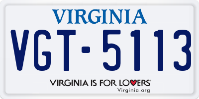 VA license plate VGT5113