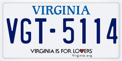 VA license plate VGT5114