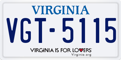 VA license plate VGT5115