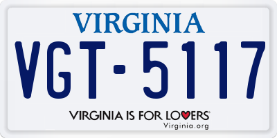 VA license plate VGT5117