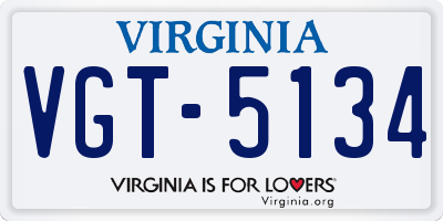VA license plate VGT5134