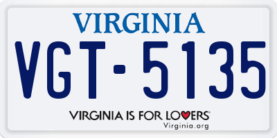 VA license plate VGT5135