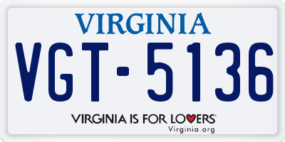 VA license plate VGT5136