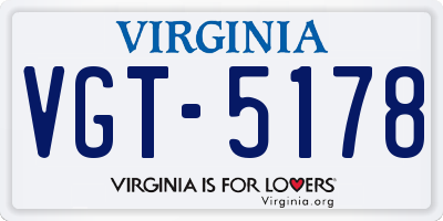 VA license plate VGT5178