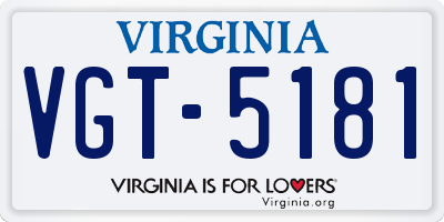 VA license plate VGT5181