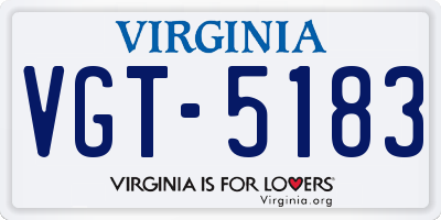 VA license plate VGT5183