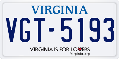 VA license plate VGT5193