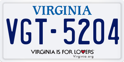 VA license plate VGT5204