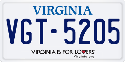 VA license plate VGT5205