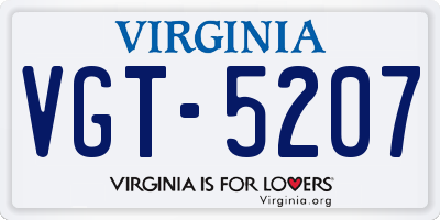 VA license plate VGT5207