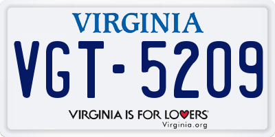 VA license plate VGT5209