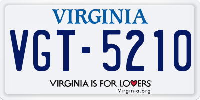 VA license plate VGT5210