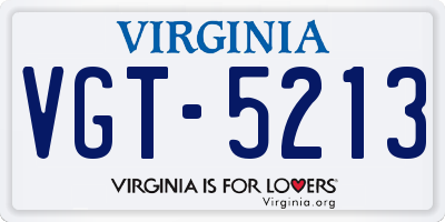 VA license plate VGT5213