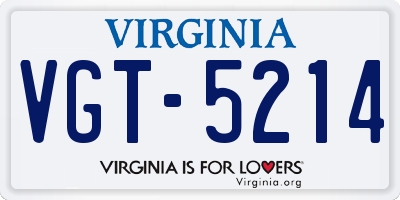 VA license plate VGT5214