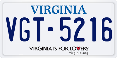 VA license plate VGT5216
