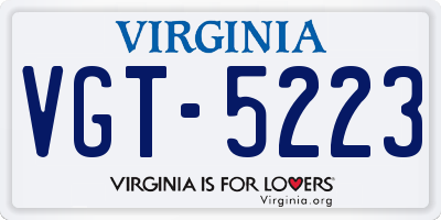 VA license plate VGT5223