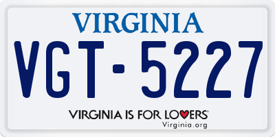 VA license plate VGT5227