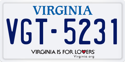 VA license plate VGT5231