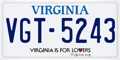 VA license plate VGT5243